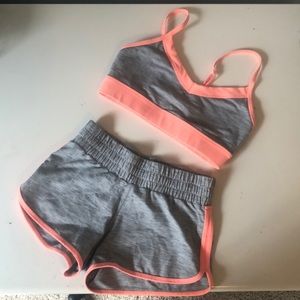 Work-out sports bra and shorts